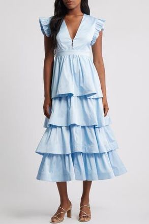 Sister Jane Feria Tiered Midi Dress in Blue at Nordstrom Rack, Size Large