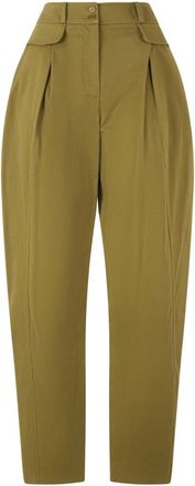 Alberta Ferretti High-waisted Crop Broeken - Dames - Vrijetijds broeken - Groen - M - Katoen - Broeken