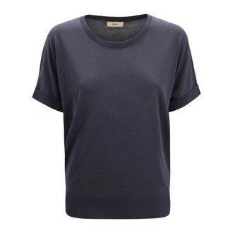 Herno T-Shirts, female, Blue, Size: XS Fine-knit T-shirt