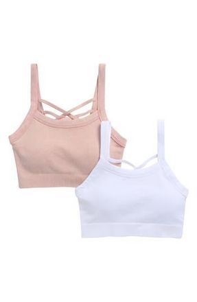Yogalicious Assorted 2-Pack Claire Seamless Sports Bra in Blush Silk/White at Nordstrom Rack, Size X-Small