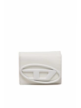 Diesel Minimalist White Polyurethane Wallet With Fold-Over Flap And Emblem Detail