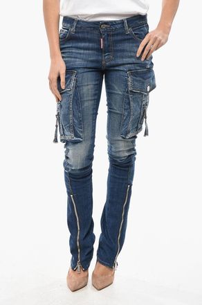 Dsquared2 Jeans Cargo TRUMPET in Denim Stretch con Zip alla Caviglia 19cm Dsquared2