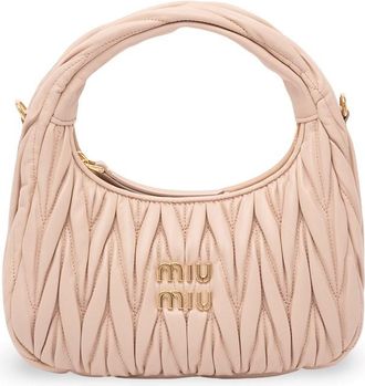 Miu Miu Wander Matelass&eacute; Leather Hobo Bag
