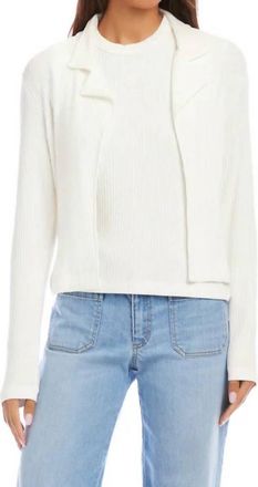 Karen Kane Risa Ribbed Jacket Cardigan In Off-White