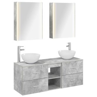 vidaXL Juego De Muebles De Ba&ntilde;o 5 Pcs Gris Hormig&oacute;n Vidaxl
