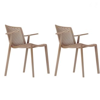 Resol Sillas Con Brazos Netkat Resol Pl&aacute;stico Beige (pack De 2)