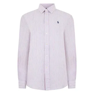 Polo Ralph Lauren Shirts, female, Pink, Size: XS Striped Linen Shirt