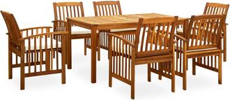 vidaXL Set Comedor De Jard&iacute;n 7 Pzas Y Cojines Madera Maciza De Acacia Vidaxl