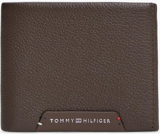 Tommy Hilfiger Mens Pebbled Leather Bifold Wallet - Brown