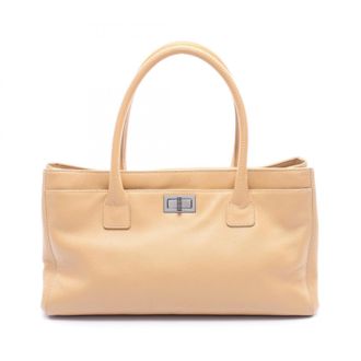 Chanel Beige Grained Calfskin Handbag Tote Bag (Pre-Owned)