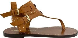 Janet & Janet Schoenen, Dames, Bruin, 41 EU, Leer, Lily Flat Sandaal