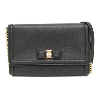Ferragamo Vara Leather Clutch Bag Shoulder Bag (Pre-Owned)