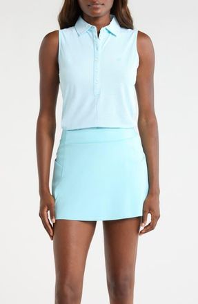 G/Fore Mixed Stripe Tech Sleeveless Polo in Cenote at Nordstrom, Size X-Large