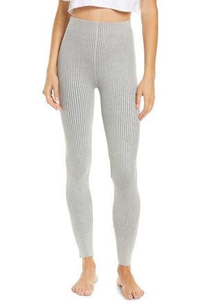 Lunya Cottonsilk Organic Cotton Blend Rib Leggings in Mellow Grey Heather at Nordstrom, Size X-Large