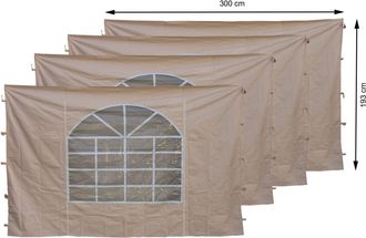 Quick-Star Quick-star - 4 Seitenteile Mit Pvc Fenster 300x193cm F&uuml;r Pavillon Sahara 3x3m Seitenwand Sand