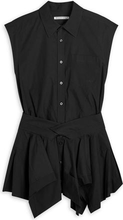 T Alexander Wang Alexanderwang.t Asymmetric Cotton Shirt Mini Dress - Black - 10 (UK14 / L)