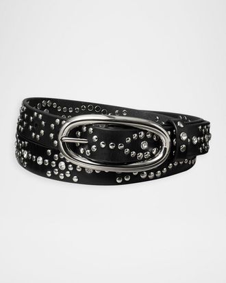 Tory Burch Pierced Studded Leather Belt