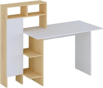 Vente-Unique Vente-unique - Scrivania con 1 armadietto e 4 nicchie Bianco e Naturale - montolania