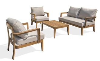 DCB Garden Sal&oacute;n de jard&iacute;n 4 plazas de aluminio efecto madera