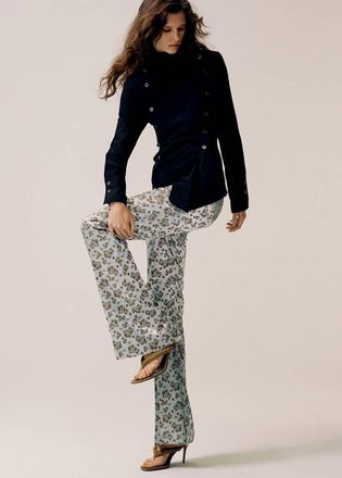 Mango Pantaloni raso jacquard celeste - Donna - 36 - MANGO