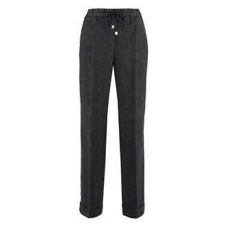 PESERICO Dames, Broeken, Grijs, Maat: M Linnen