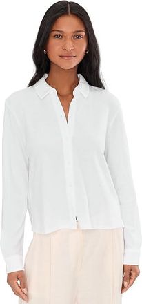 Eileen Fisher Cross Hatch Stretch Jersey Classic Collar Shirt Womens Clothing White : SM, Lyocell/Spandex/Tencel