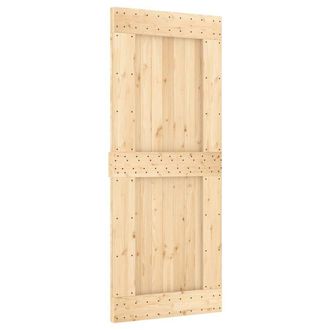 Berkfield Home Sliding Door with Hardware Set 85x210 cm Solid Wood Pine in Light Tan