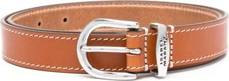 Isabel Marant logo-engraved leather belt - women - Bovine Leather (top grain) - 95 - Brown