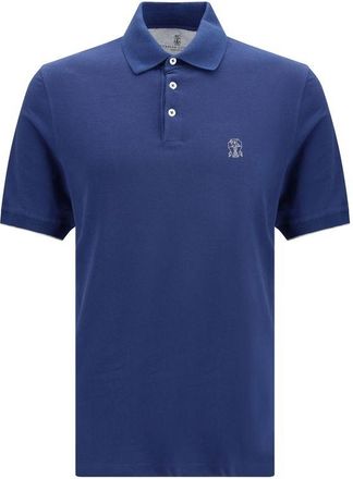 Brunello Cucinelli Blue Cotton Polo Mens Shirt