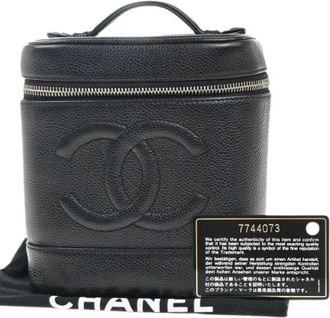 Chanel Pre-owned Handbags, female, Black, Size: ONE SIZE Pre-owned Vintage Leather Handbag
