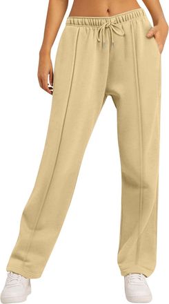 Generic Womens Sweatpants Cozy Fleece High Waisted Lounge Pants Drawstring Straight Leg Active Joggers Pants Comfy Trousers with Pockets Loose Baggy Womens Sw