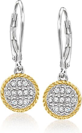 Ross-Simons Diamond Roped-Edge Circle Drop Earrings in Sterling Silver and 14kt Yellow Gold