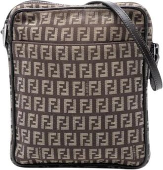 Fendi Pre-owned Canvas Crossbody Bag - Dames - Vintage Schoudertas - Bruin - ONE Size - Leer - Vintage