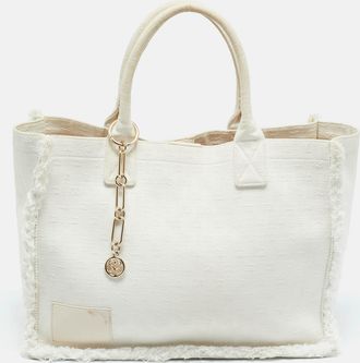 Sandro Off White Embroidered Canvas Shopper Tote
