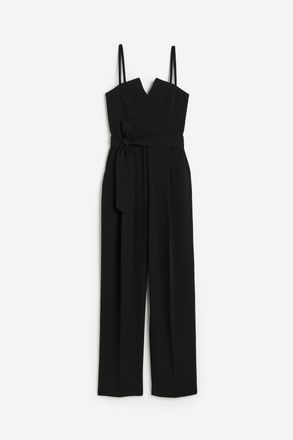 H&M Jumpsuit mit Bindeg&uuml;rtel - Schwarz