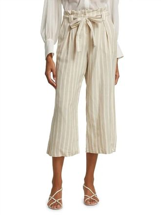 L'agence Samira Wide Paperbag Pant In Bisque/ivory Stripe