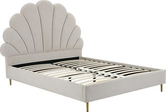 Vente-Unique Cama con cabecero 140 x 190 cm - Tela - Beige - LIVAYA