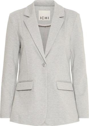 Ichi Grijze Melange Blazer Jas Lange Mouw - Dames - Blazers - Grijs - L - Leer - Jassen