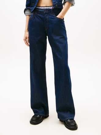 Tommy Jeans Relax-fit-Jeans TOMMY JEANS MIA MR RLXD STR, Damen, Gr. 26, L&auml;nge 30, denim schwarz, Denim/Jeans, Obermaterial: 100% Baumwolle, unifarben, relaxed fit