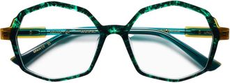 Etnia Barcelona Parma Marbled Green Octagonal Frame Eyeglasses with Translucent Temples