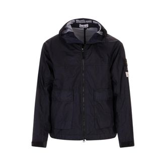 Stone Island Light Jackets, male, Blue, Size: L Membrana 3L TC Hooded Jacket