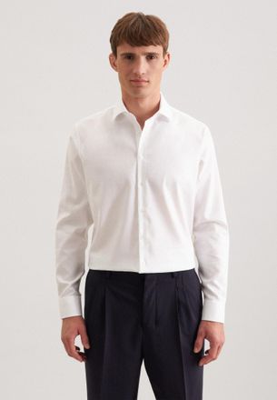 Seidensticker Businesshemd SEIDENSTICKER Schwarze Rose, Herren, Gr. XS (36), normale &Auml;rmell&auml;ngen, weiss (wei&szlig;), 100% Baumwolle, unifarben, skinny fit, 2-Knopf-Mansc