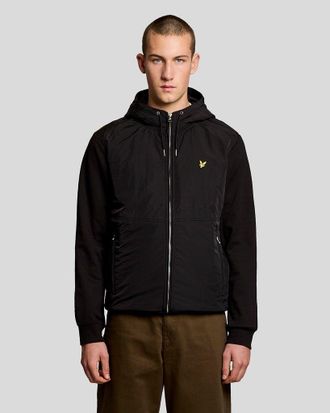 Lyle & Scott Mens Half Raglan Sleeve Panneled Hoodie - Black Nylon - Size X-Small