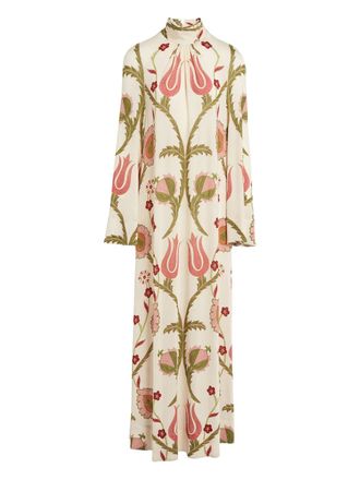 Giambattista Valli floral high-neck maxi dress - women - Viscose/Spandex/Elastane - 38 - Neutrals