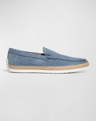 Tod's Mens Nuova Pantofola Comma Rafia TV Suede Loafers