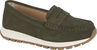 Jo & Joe Womens Genuine Suede Loafer Cushioned Chunky Sole Slip-On Shoes (Olive, UK Footwear Size System, Adult, Women, Numeric, Medium, 8)