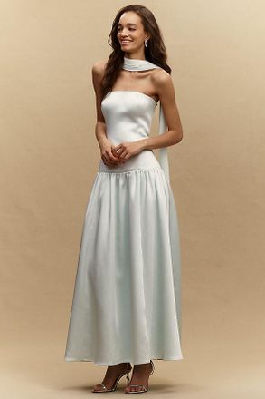 BHLDN Anna Drop-Waist Stretch Satin Maxi Dress