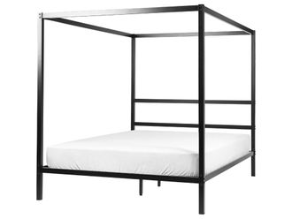 Beliani Cama con dosel de metal negro 160x200