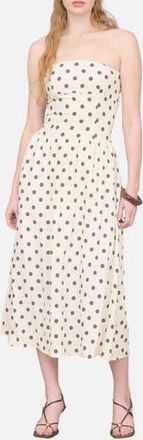 Blu Pepper Polka Dot Strapless Midi Dress in Khaki at Nordstrom Rack, Size Medium