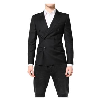 Dolce & Gabbana Blazers, male, Black, Size: XS Black Martini Double Breasted Coat Blazer